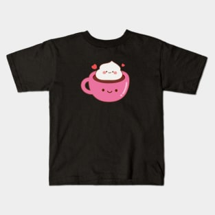 Kawaii Cute Coffee with Whip cream Kids T-Shirt